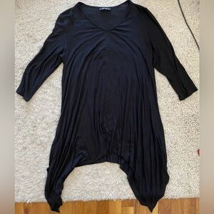 SIZZLE black 3/4 sleeve long asymmetrical tunic top 2 medium m